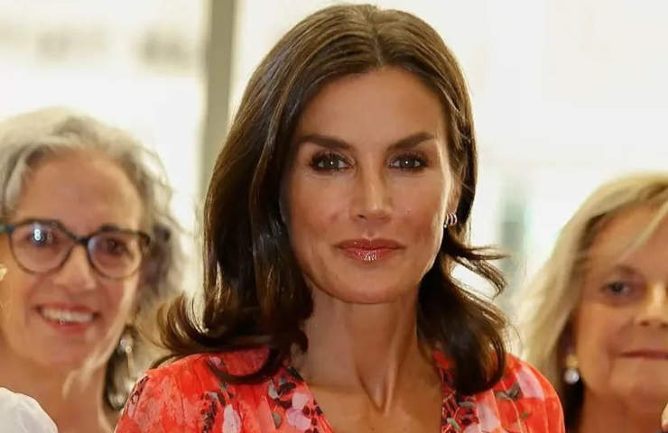 Letizia di Spagna outfit Columbus Day maniche cut out