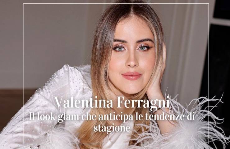 Valentina Ferragni look glam top piume slingback trasparenti