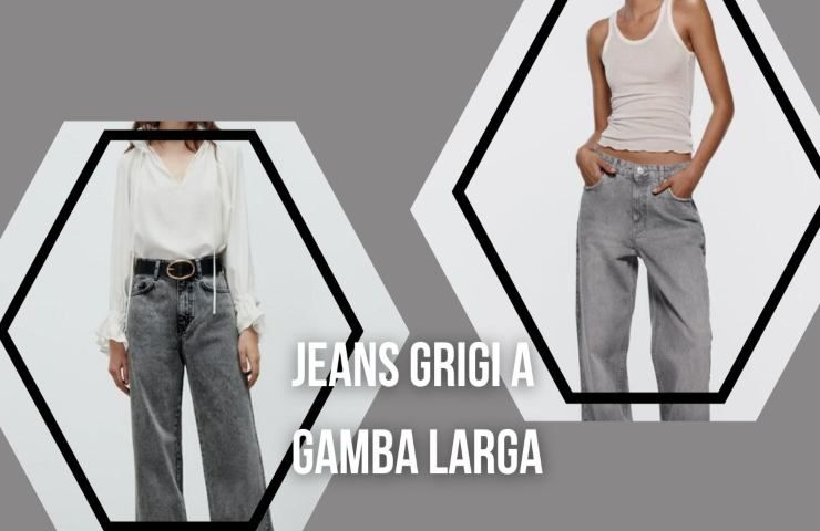 jeans grigi a gamba larga tendenza 2023
