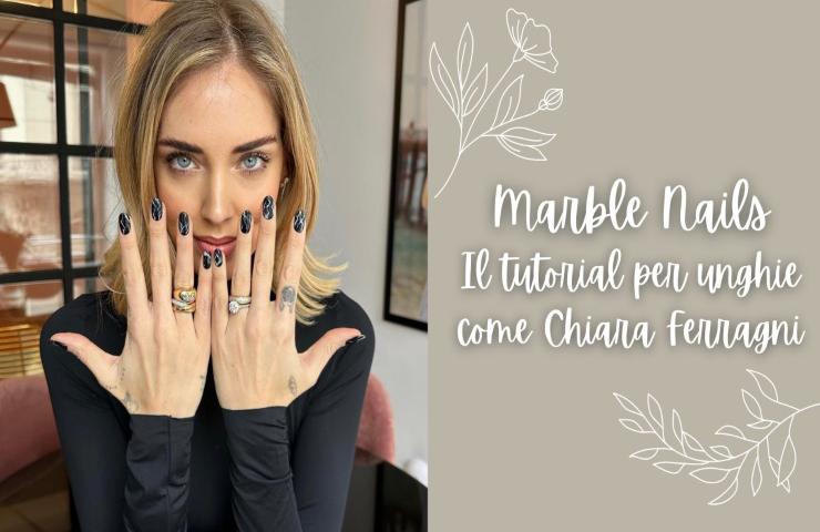 Chiara Ferragni marble nails tutorial