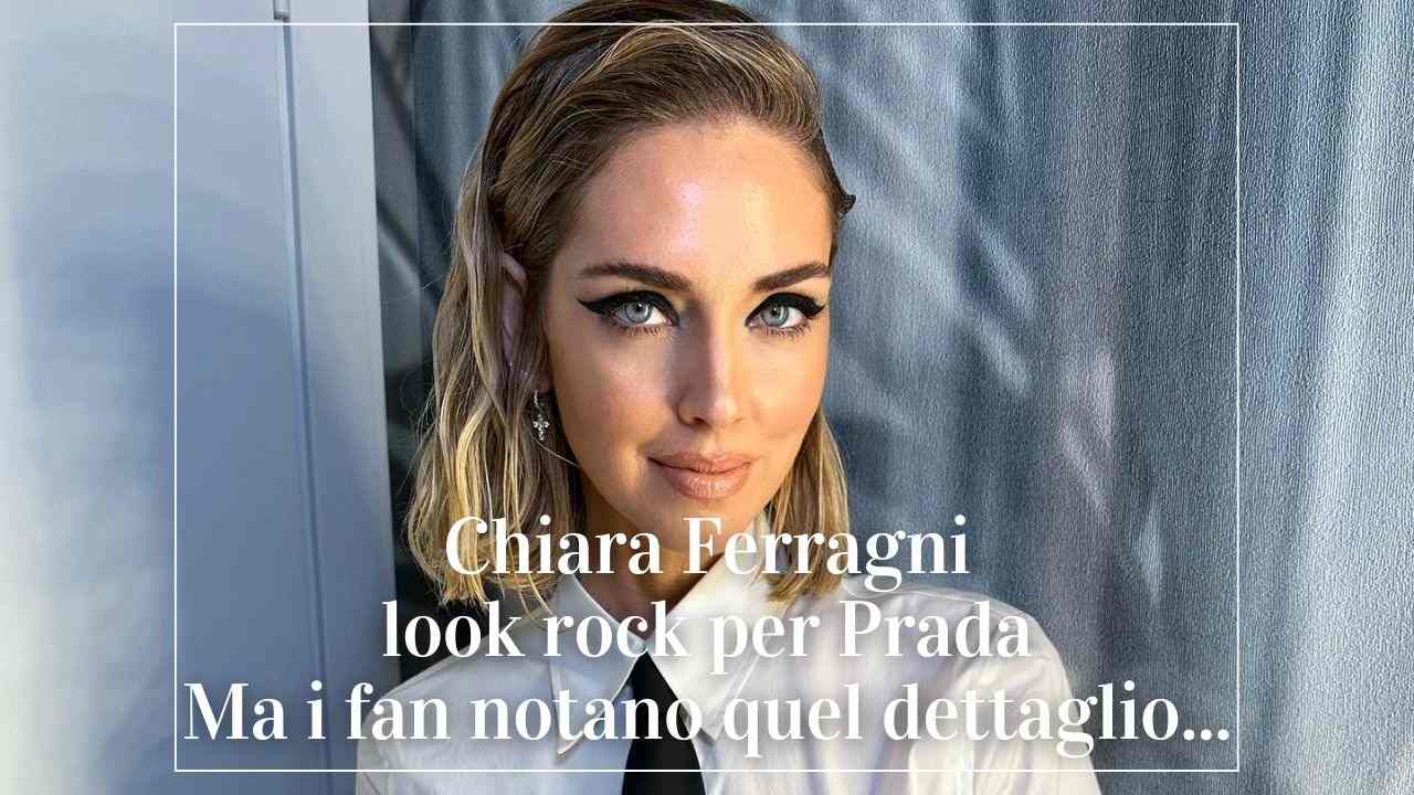 Chiara Ferragni look rock Prada dettaglio rosa Chemical