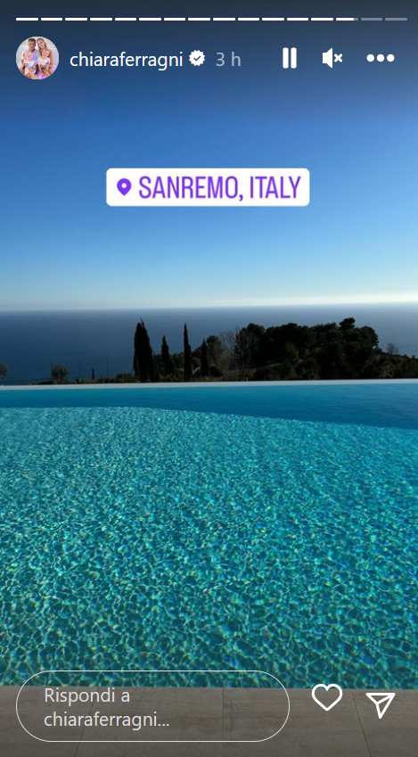 Chiara Ferragni arriva a Sanremo villa con piscina