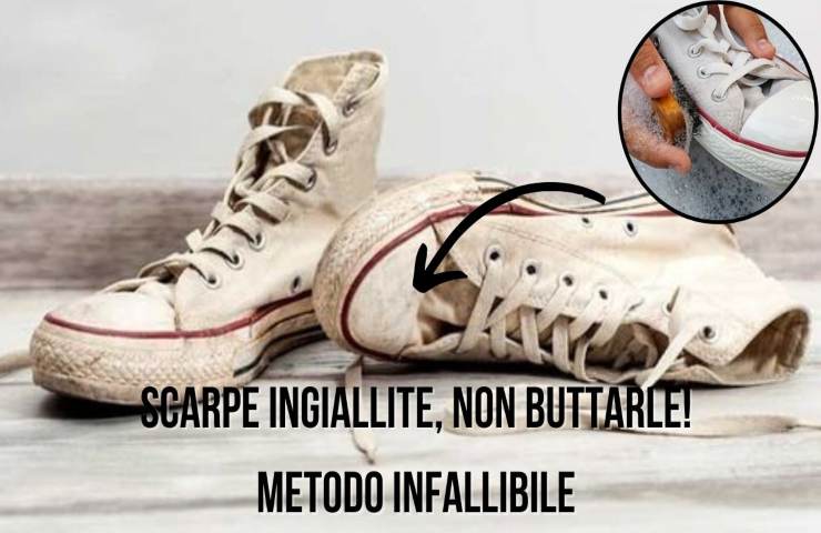 scarpe ingiallite come pulirle metodo infallibile